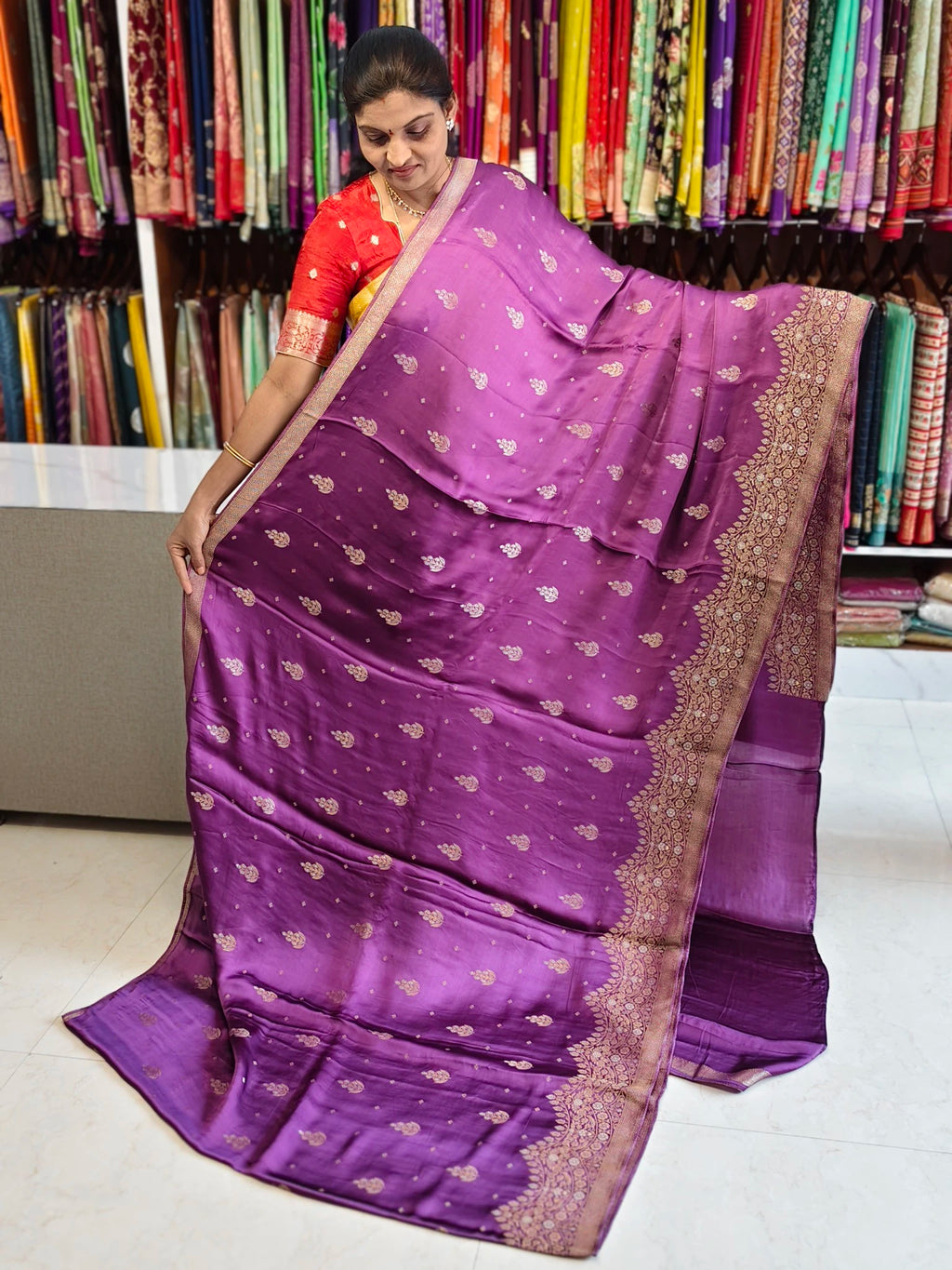 Satin georgette saree