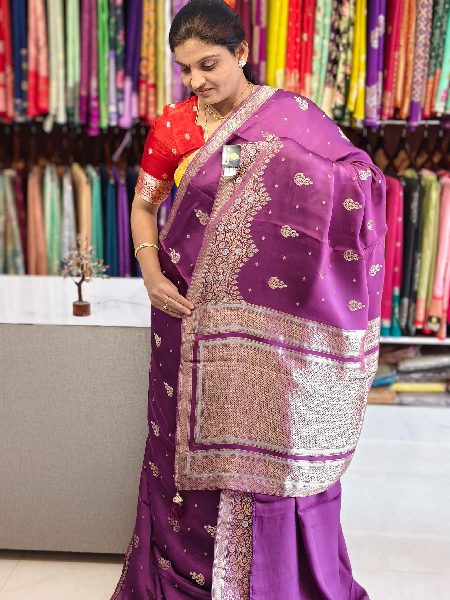 Satin georgette saree