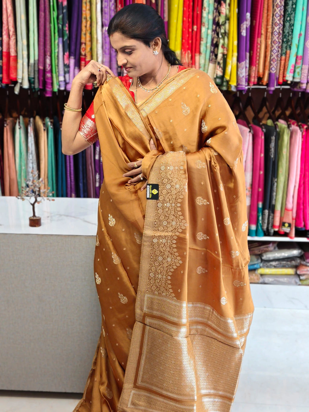 Satin georgette saree