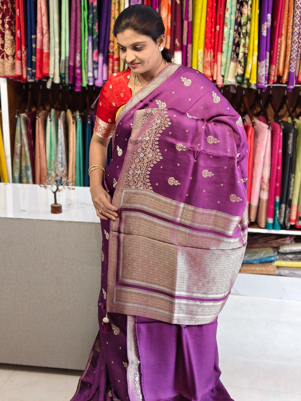 Satin georgette saree