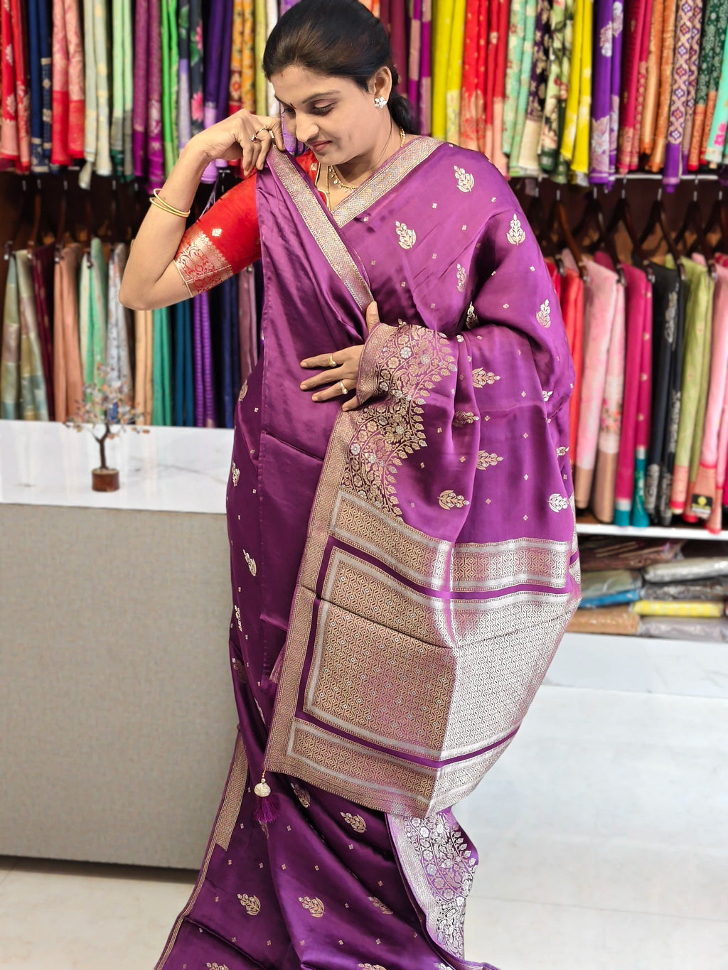Satin georgette saree