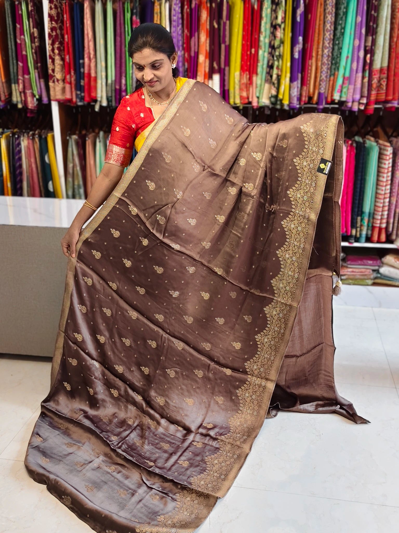 Satin georgette saree