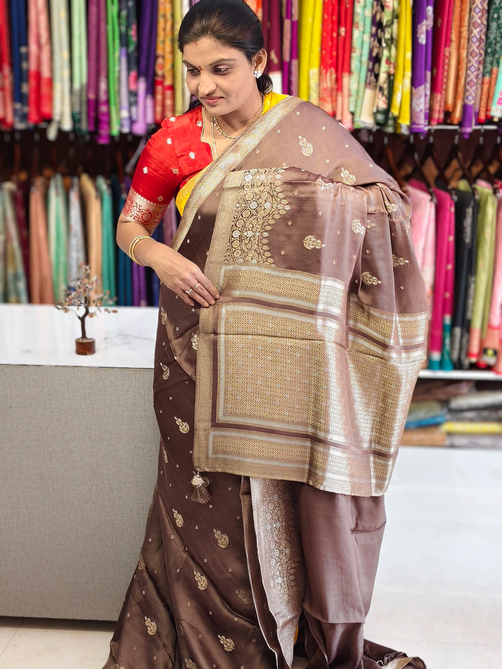 Satin georgette saree
