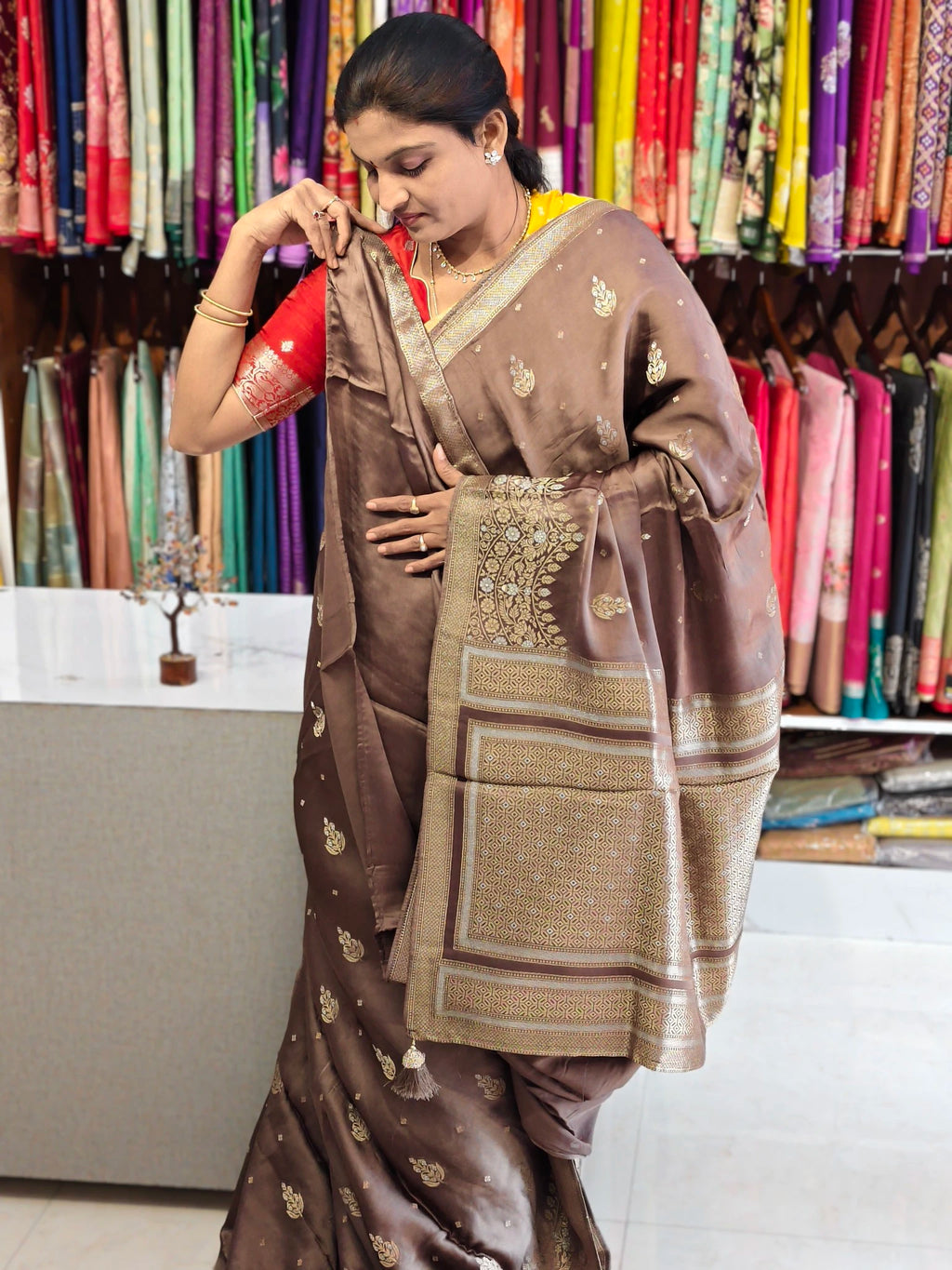 Satin georgette saree