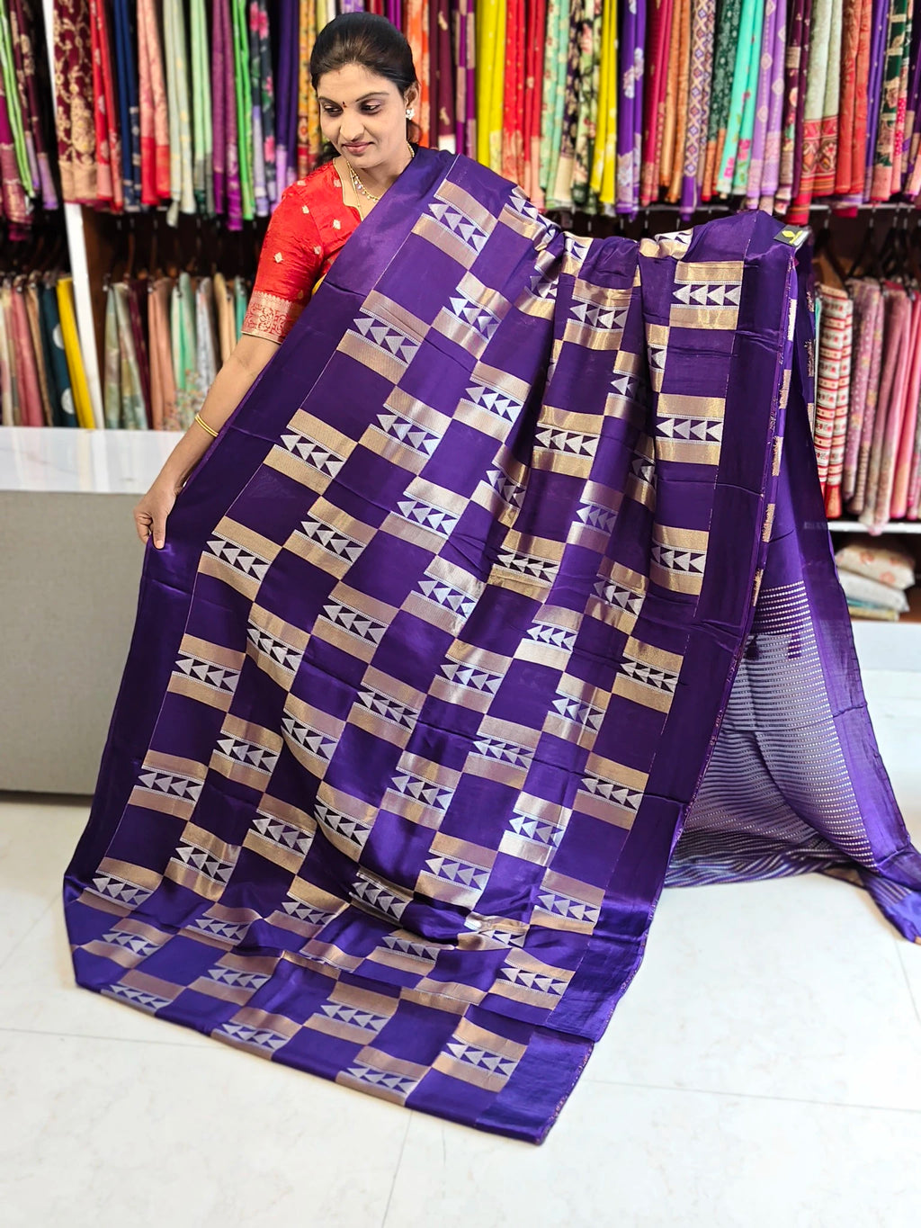 Satin georgette saree