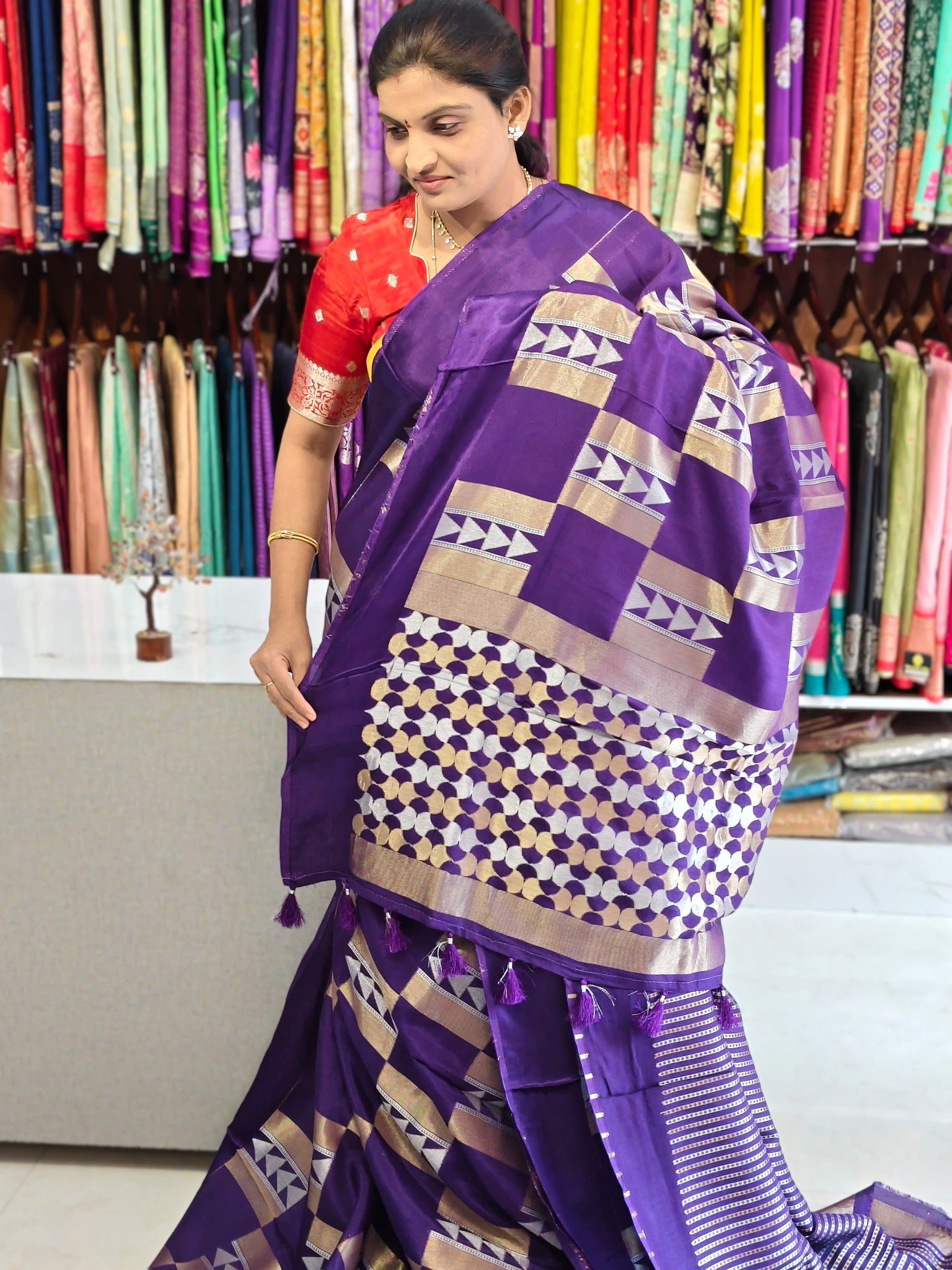 Satin georgette saree