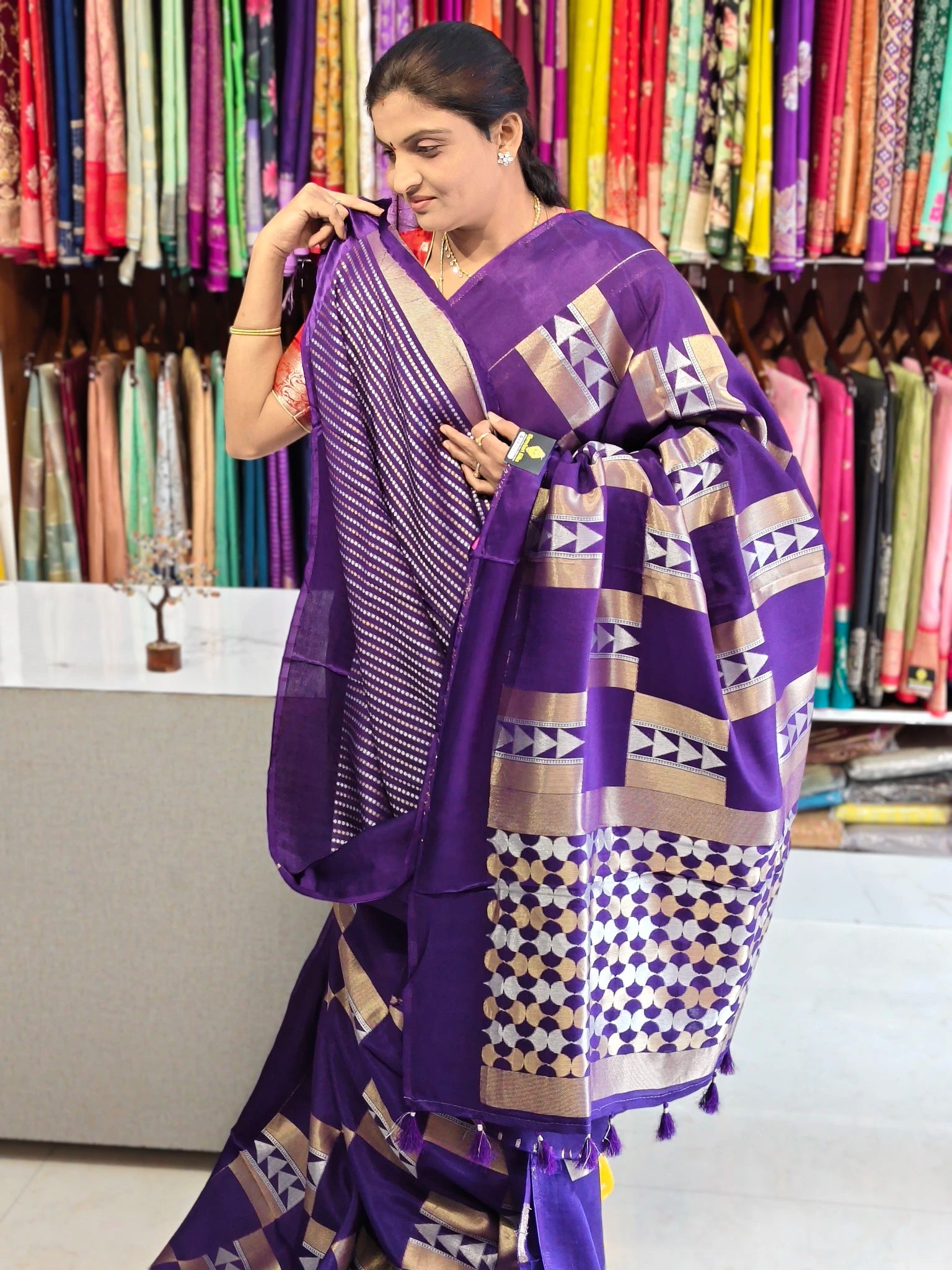 Satin georgette saree