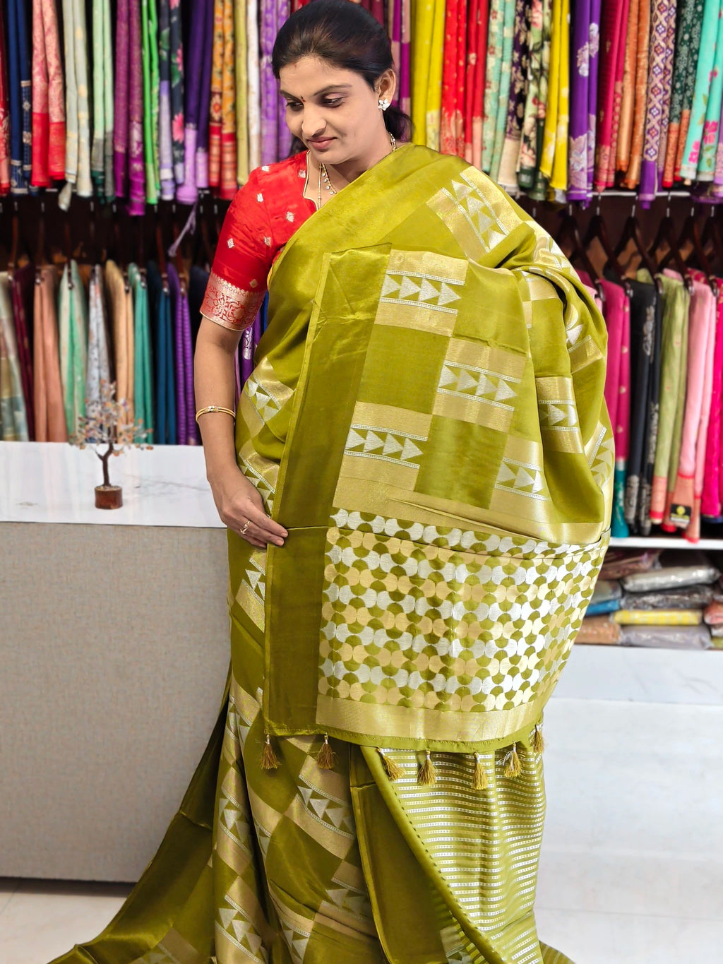 Satin georgette saree