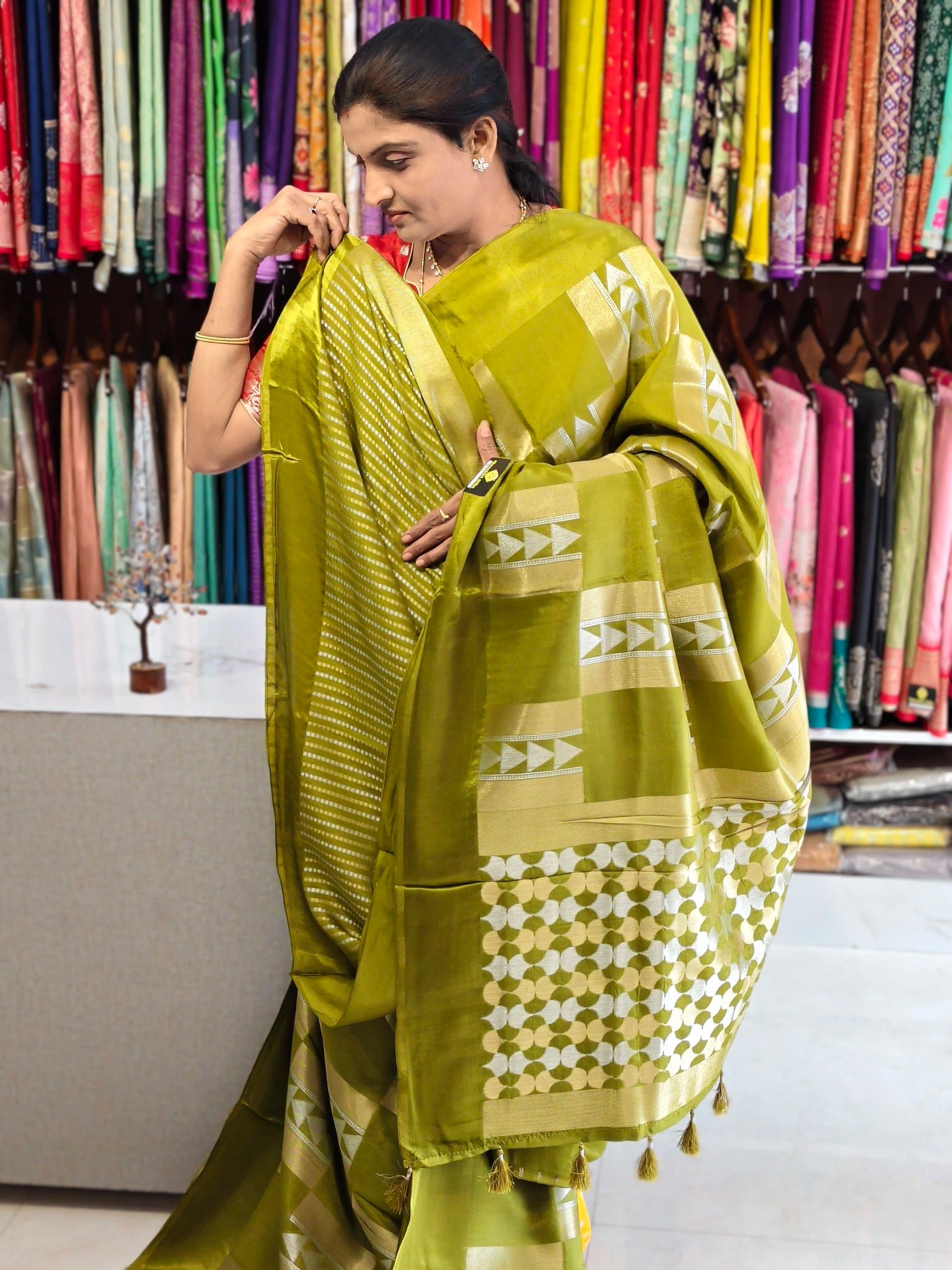 Satin georgette saree