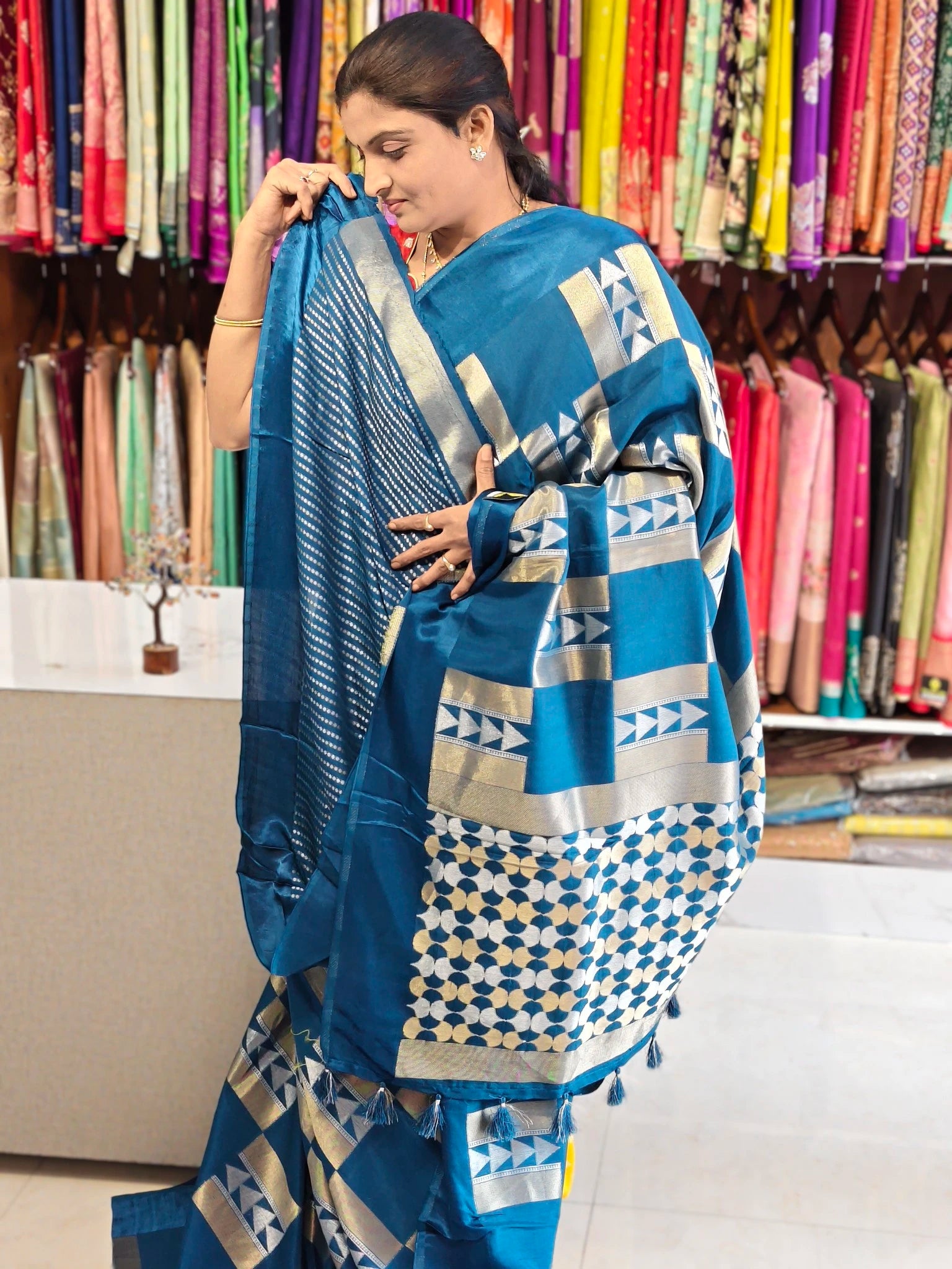 Satin georgette saree