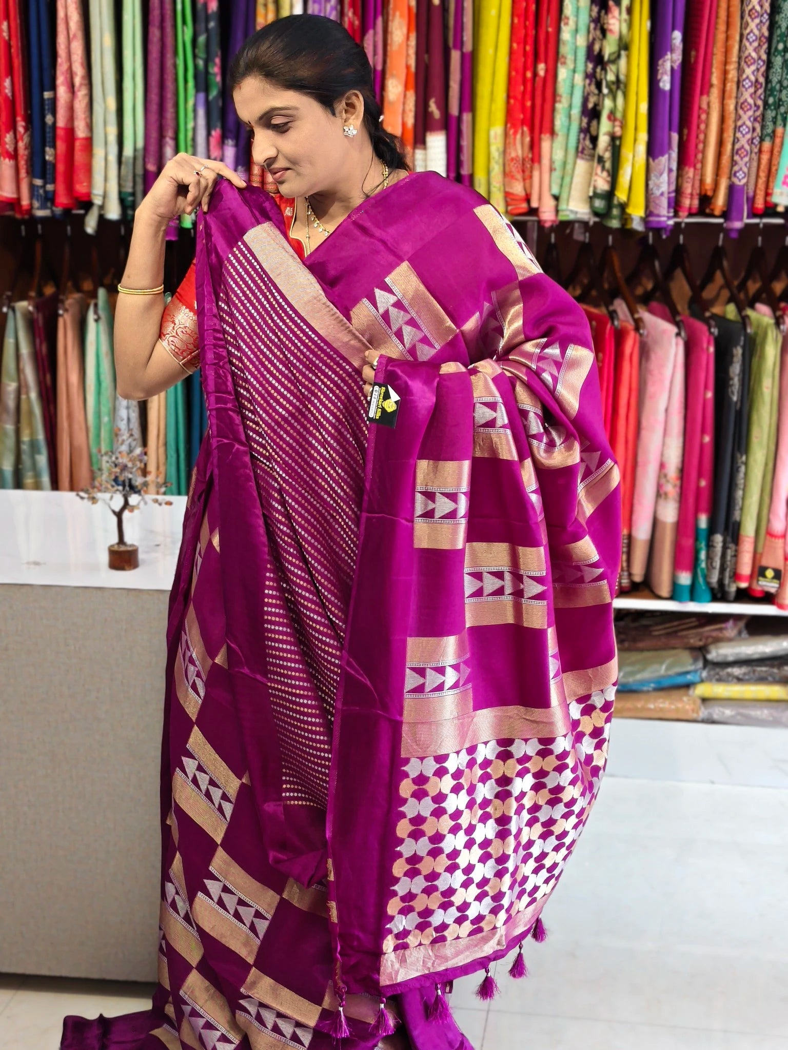 Satin georgette saree