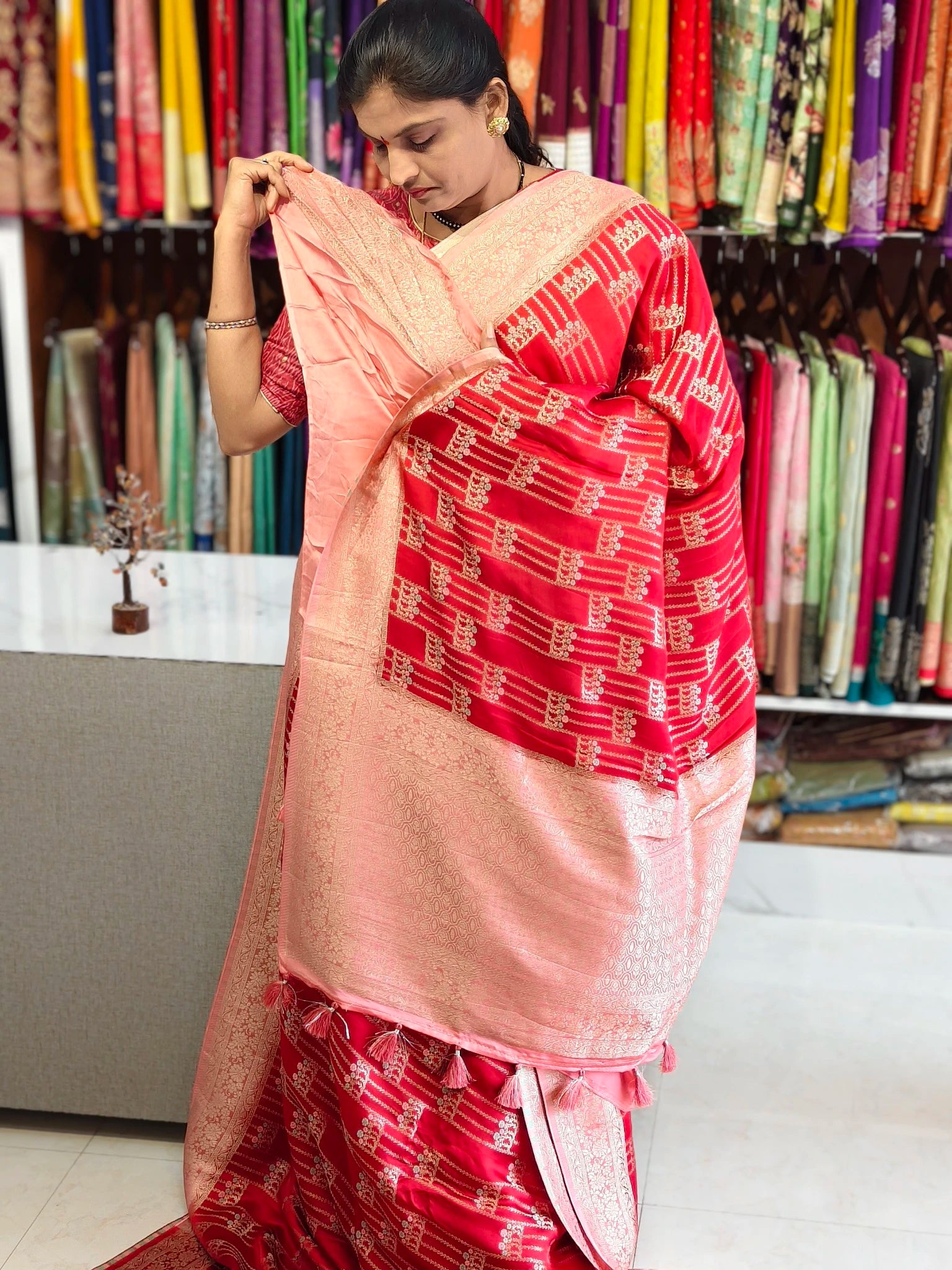 Satin Banarasi saree