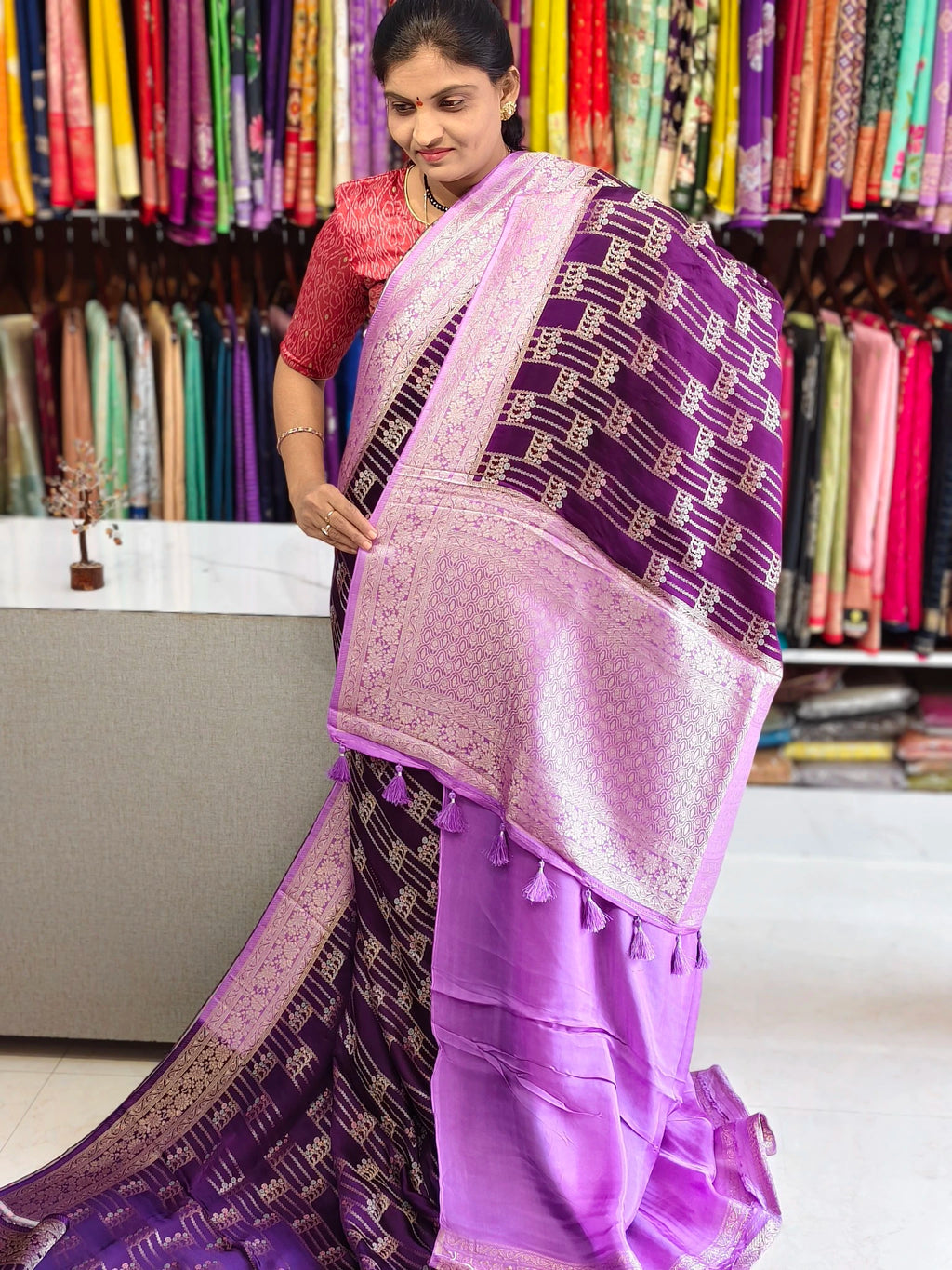Satin Banarasi saree