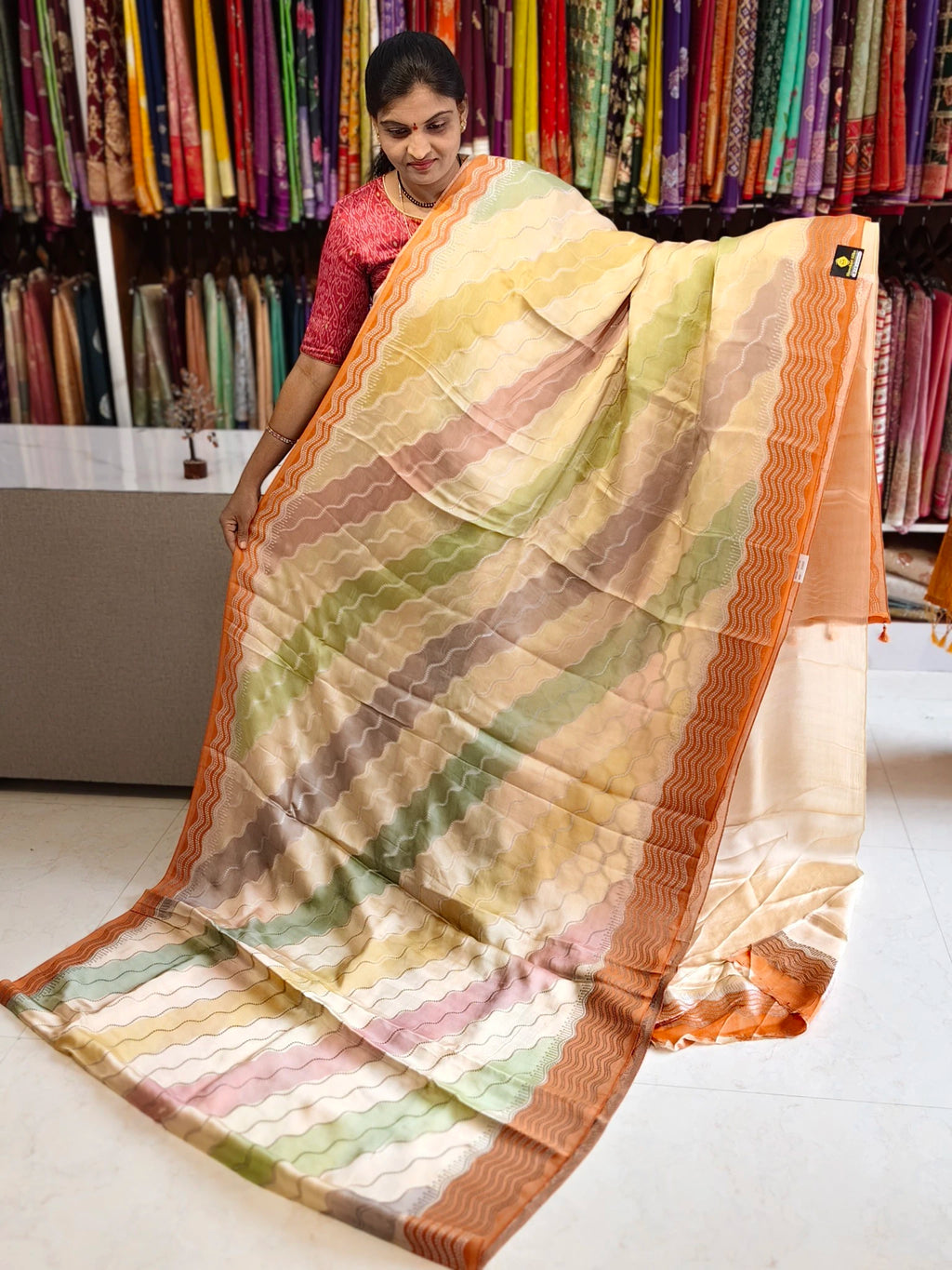 Satin georgette saree
