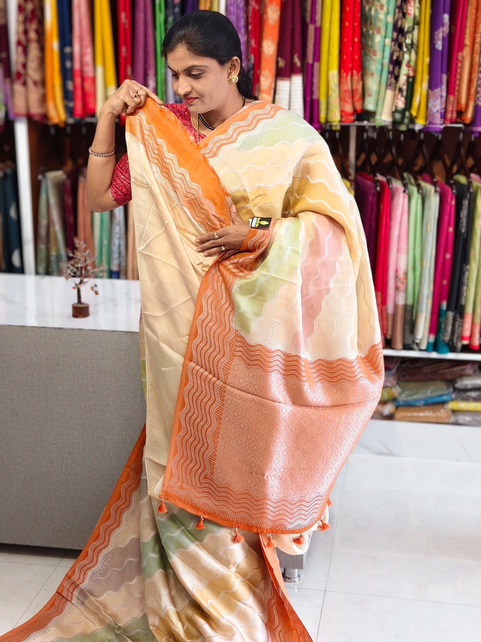 Satin georgette saree