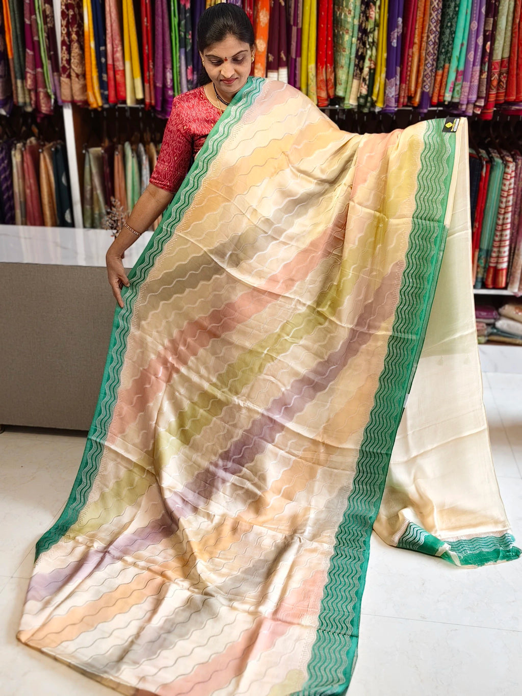 Satin georgette saree