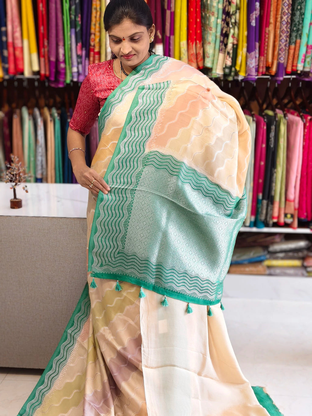 Satin georgette saree