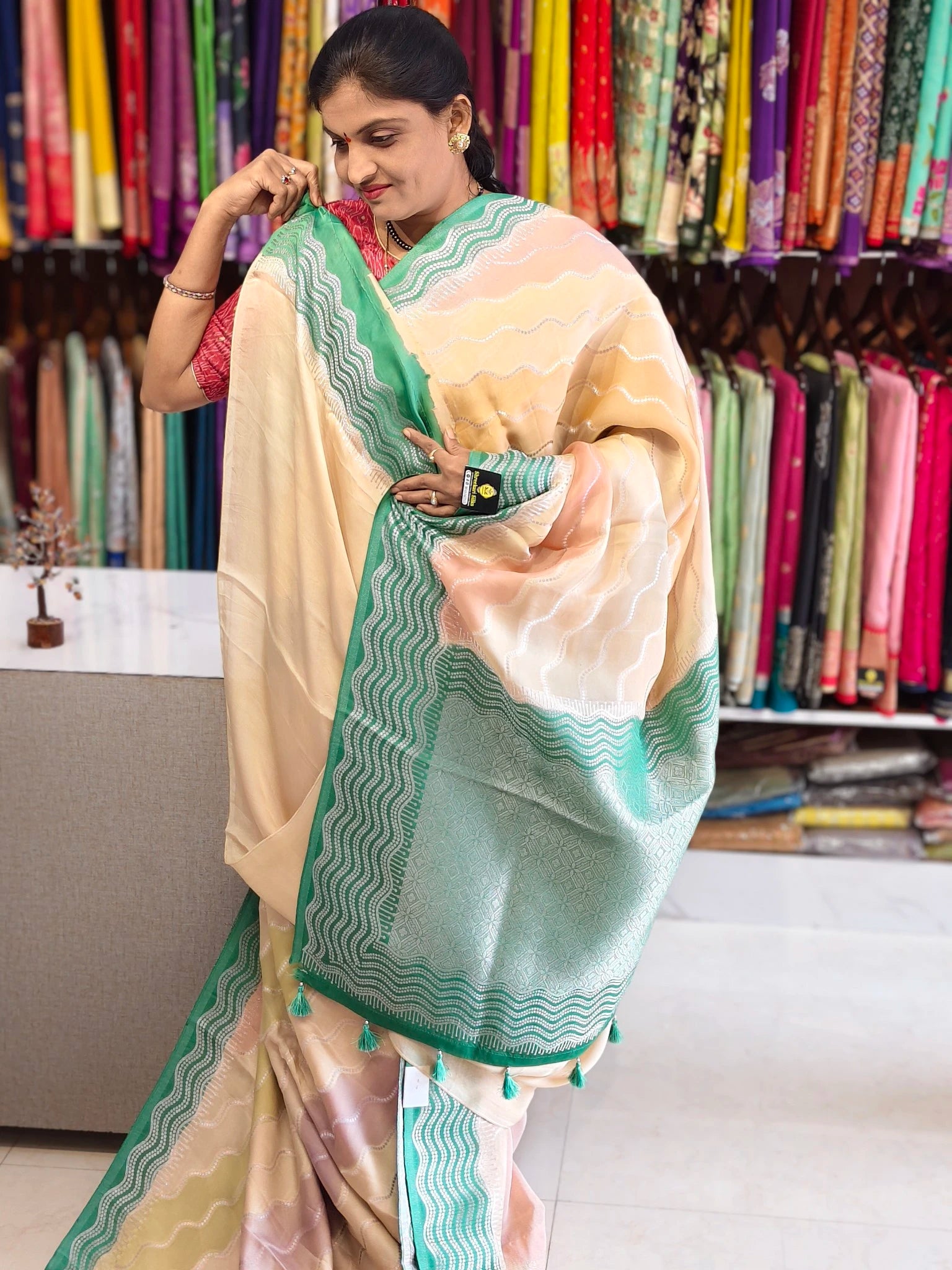 Satin georgette saree