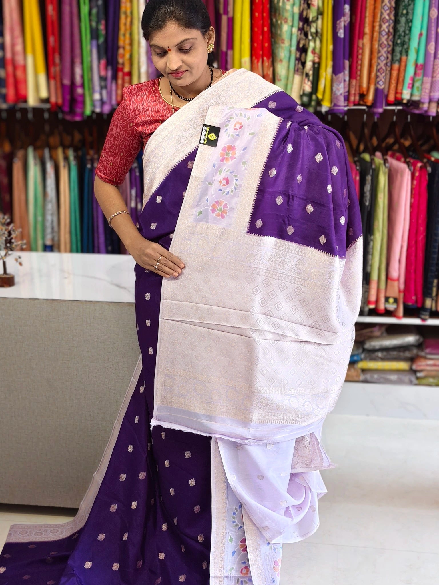 Tussar georgette aplic work