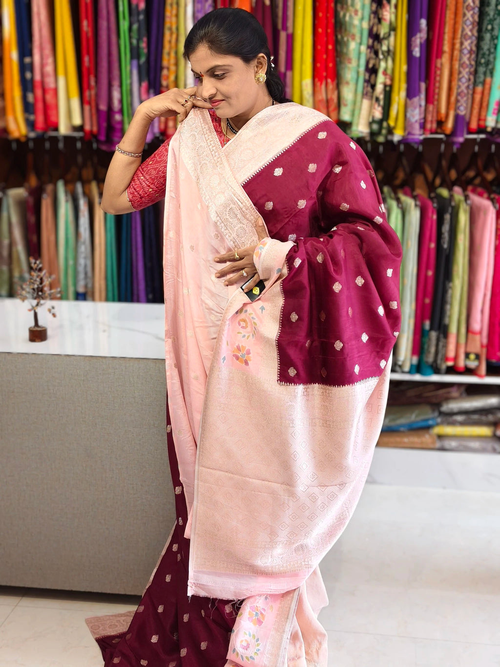 Tussar georgette aplic work