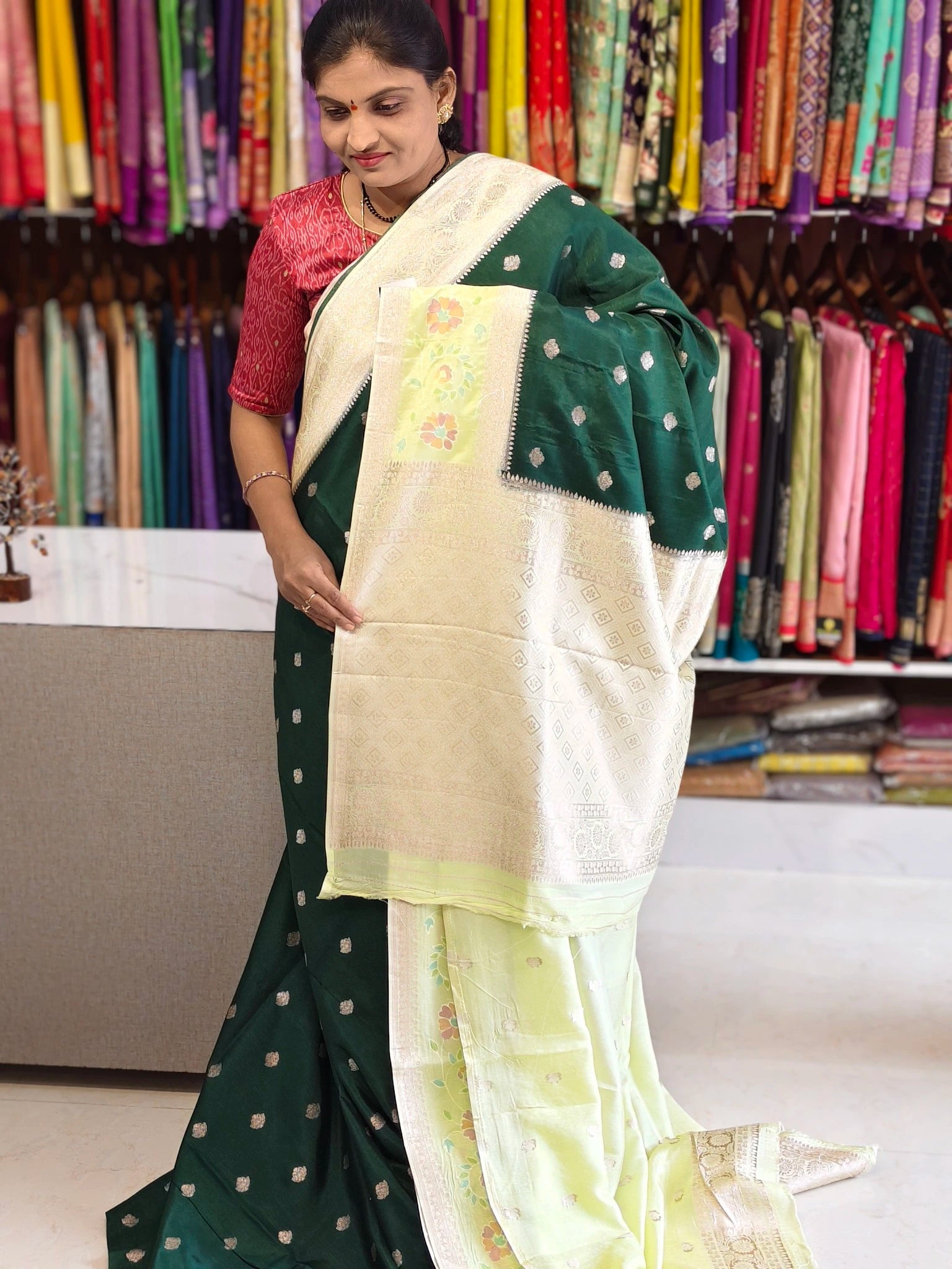 Tussar georgette aplic work