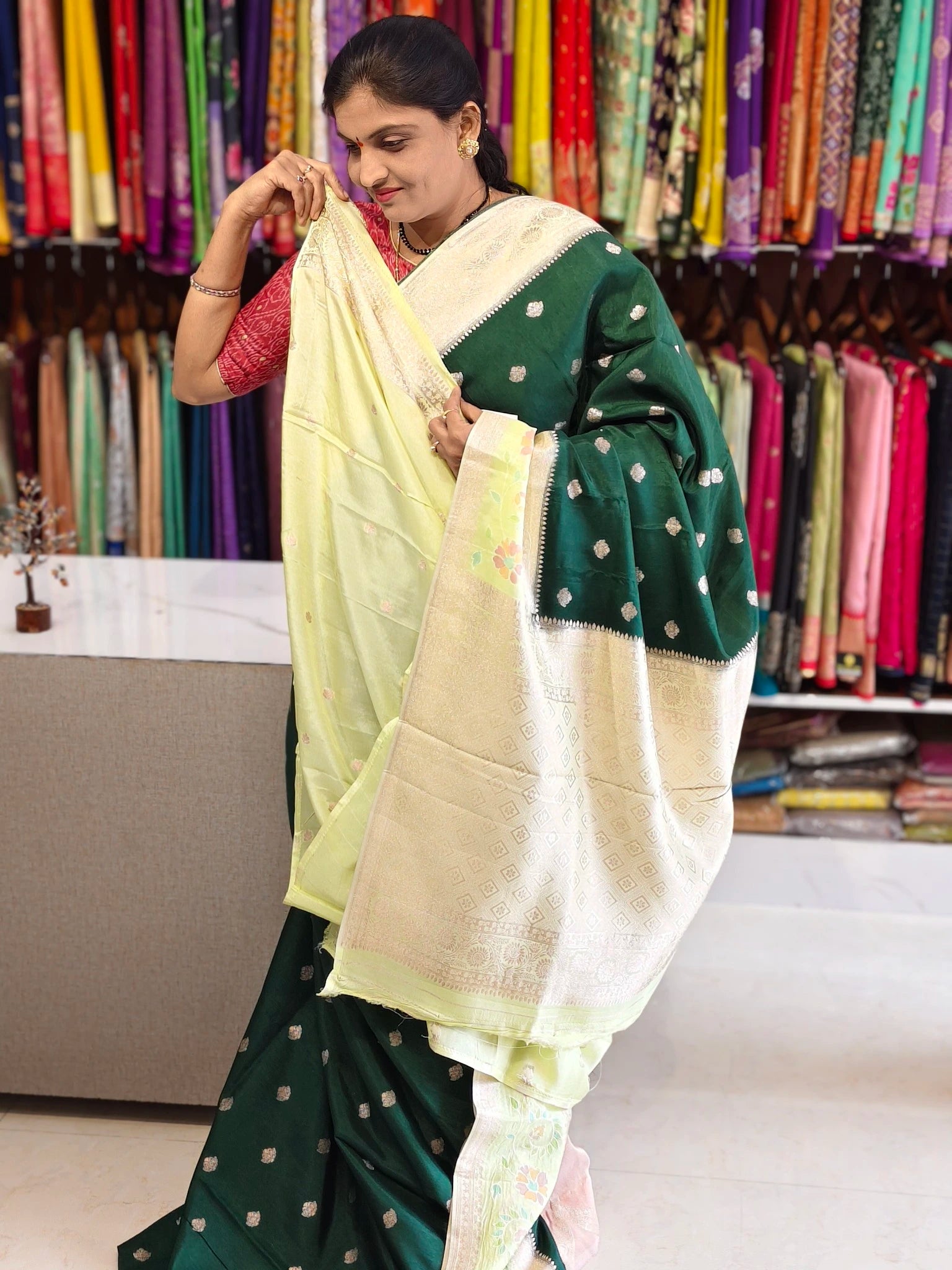 Tussar georgette aplic work