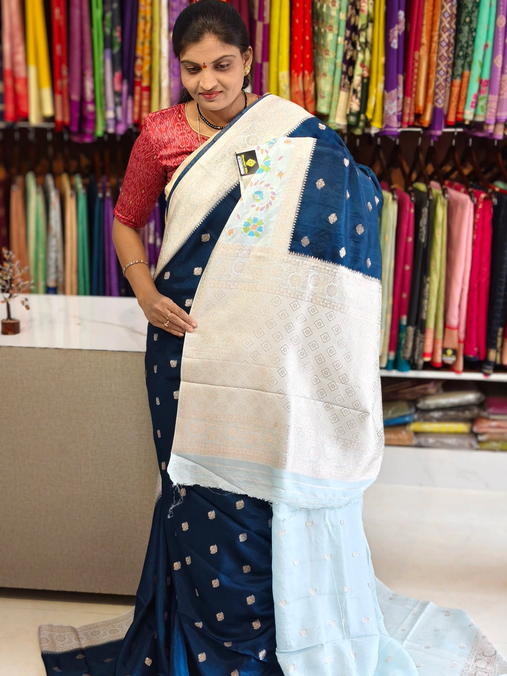 Tussar georgette aplic work saree