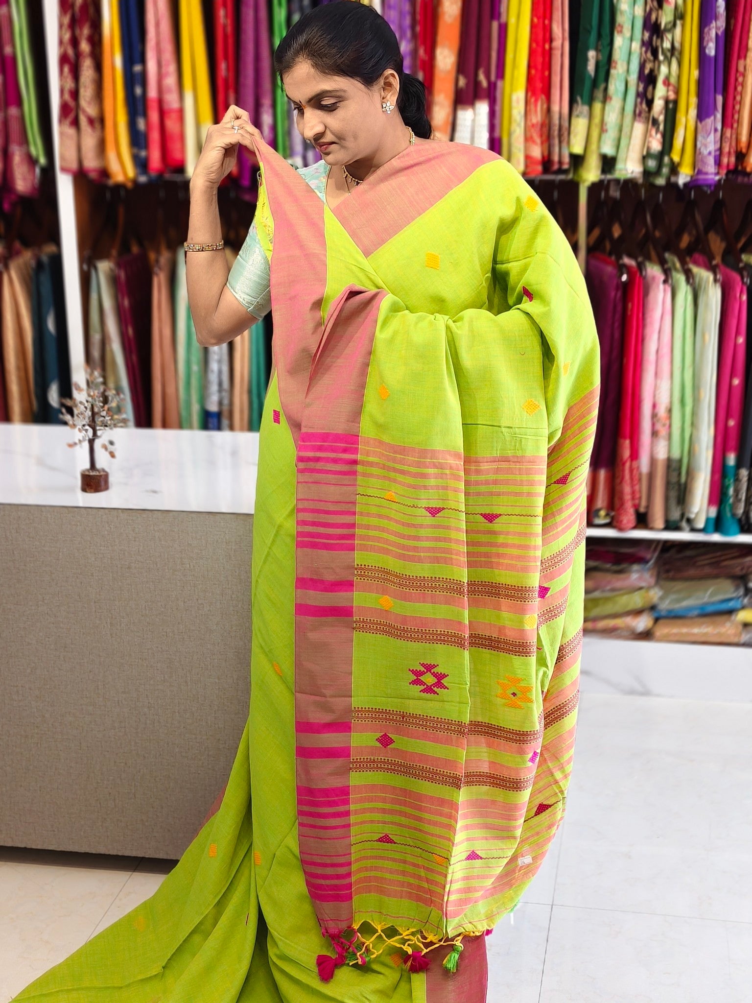 Linen cotton saree