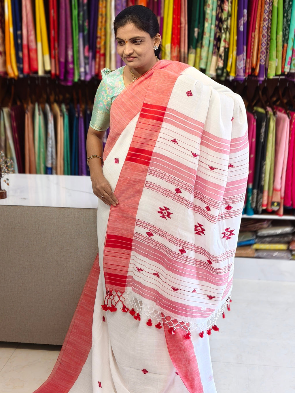Linen cotton saree