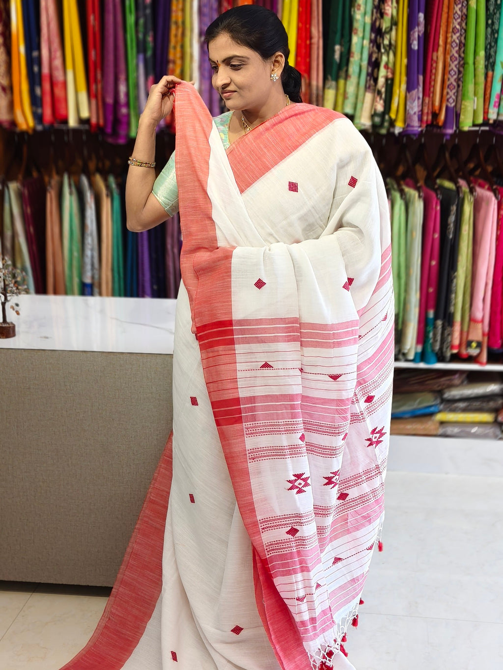Linen cotton saree