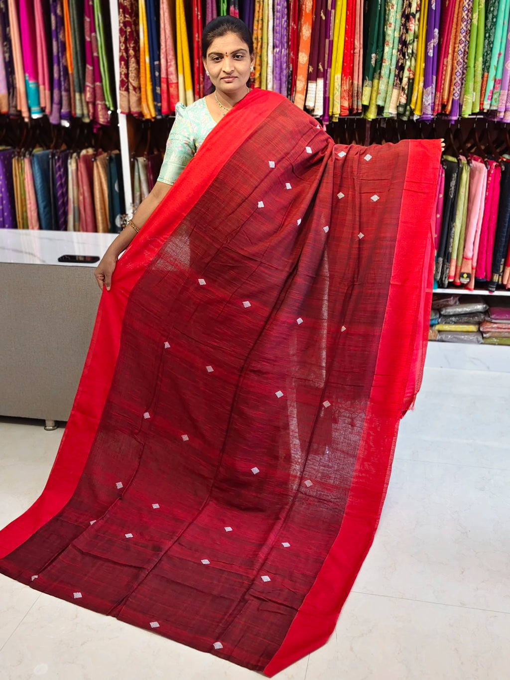 Linen cotton saree
