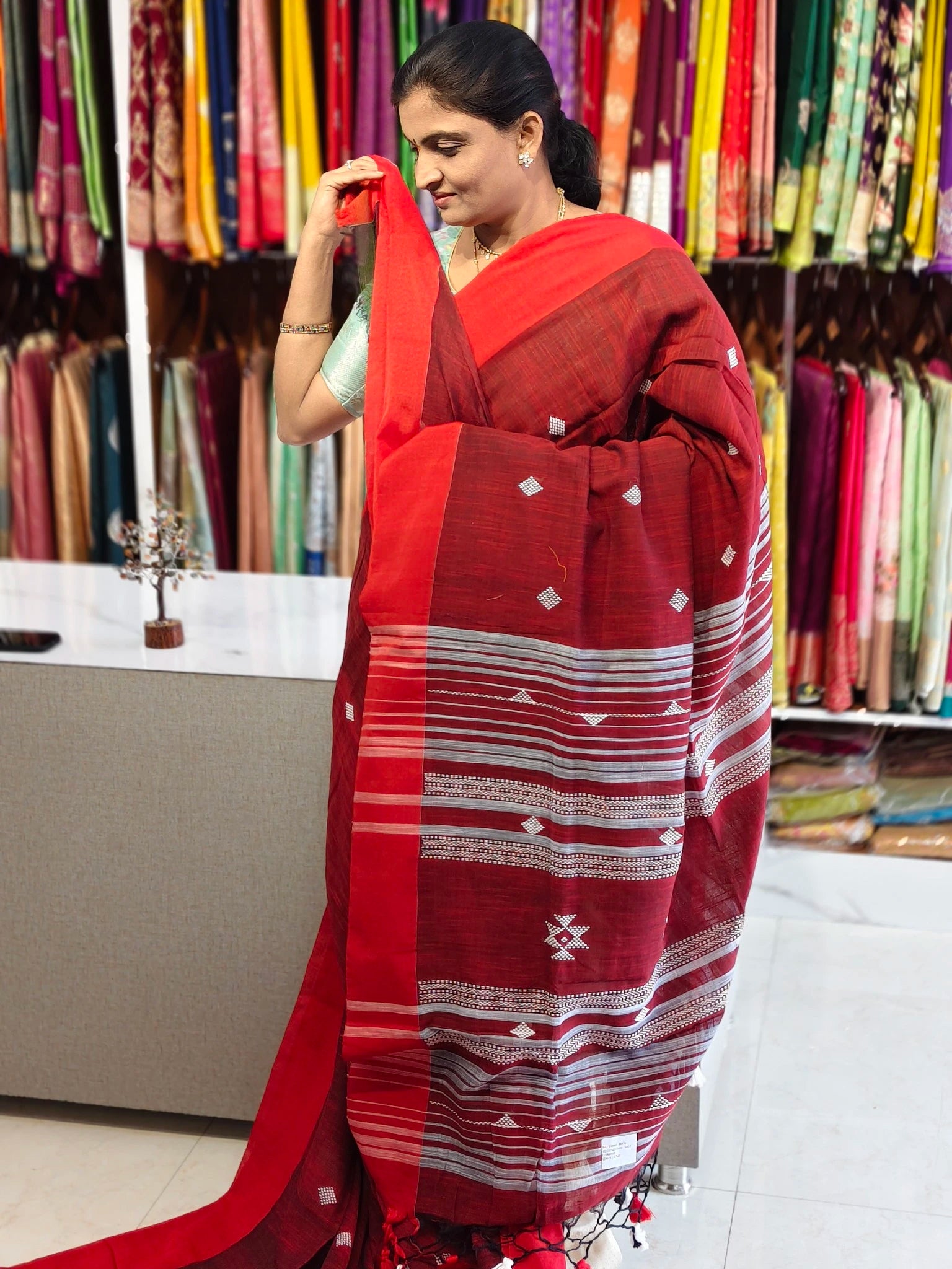 Linen cotton saree
