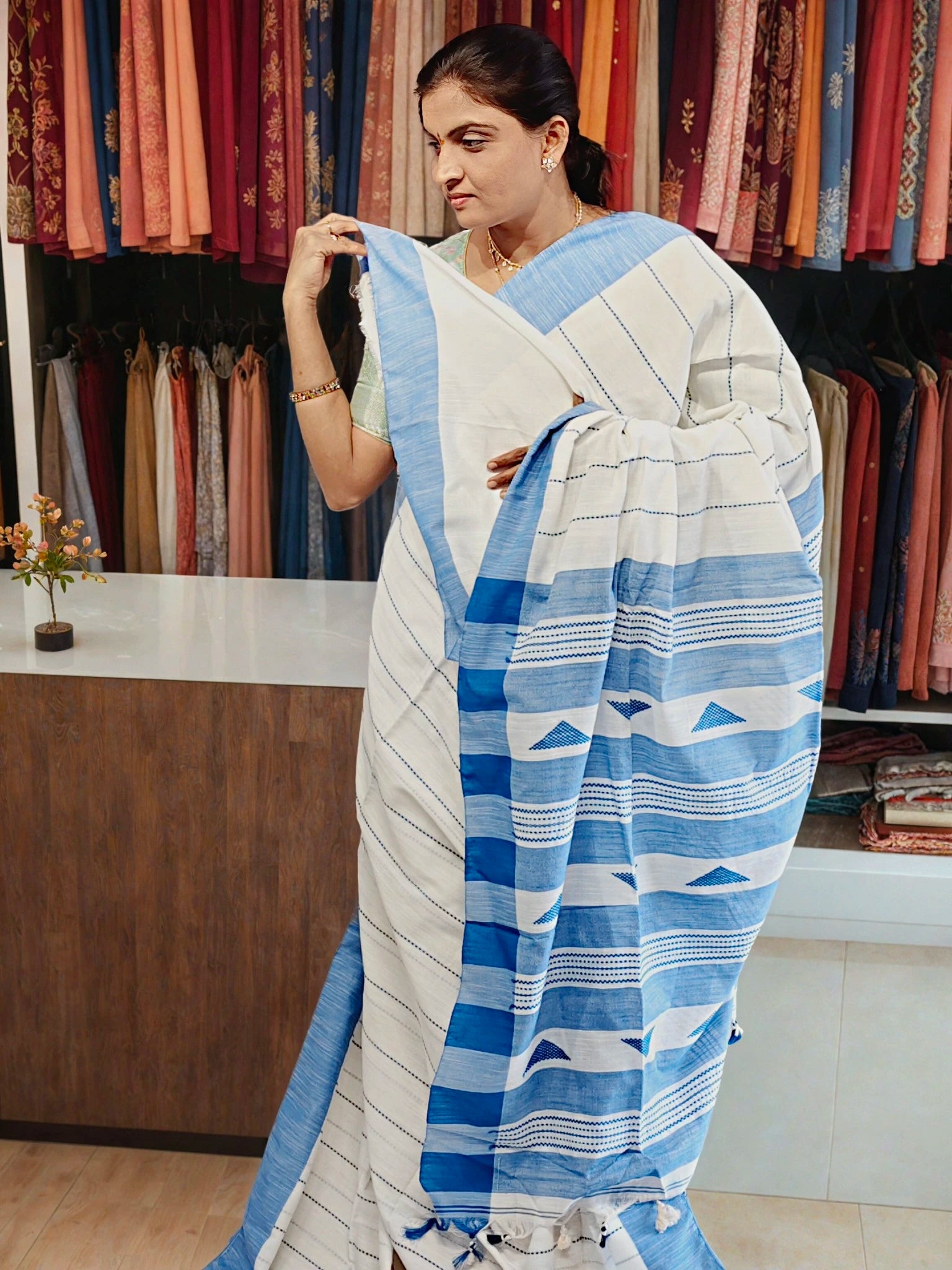 Linen cotton saree