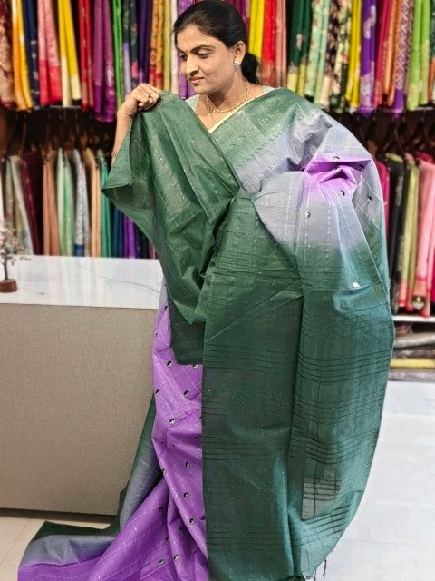 Jute embroidery work saree