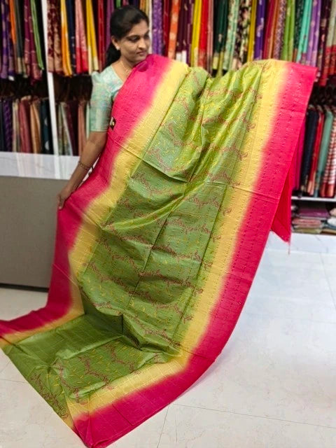 Jute embroidery work saree