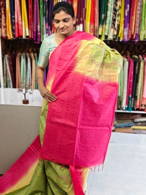 Jute embroidery work saree