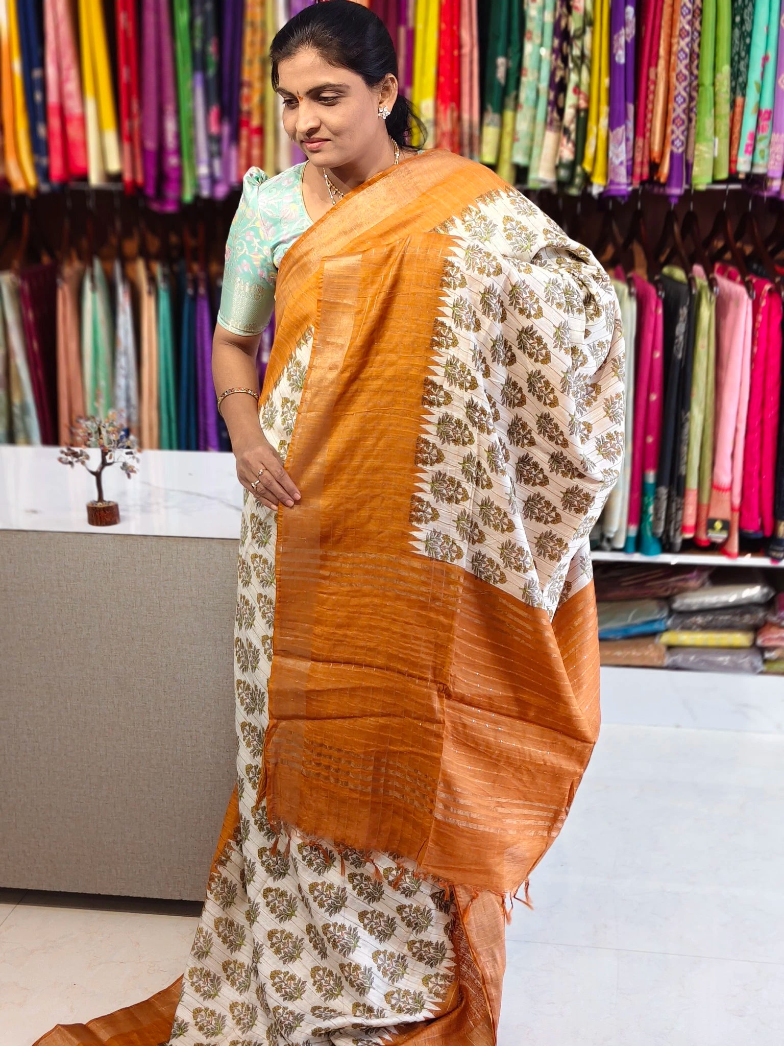 Jute linen saree