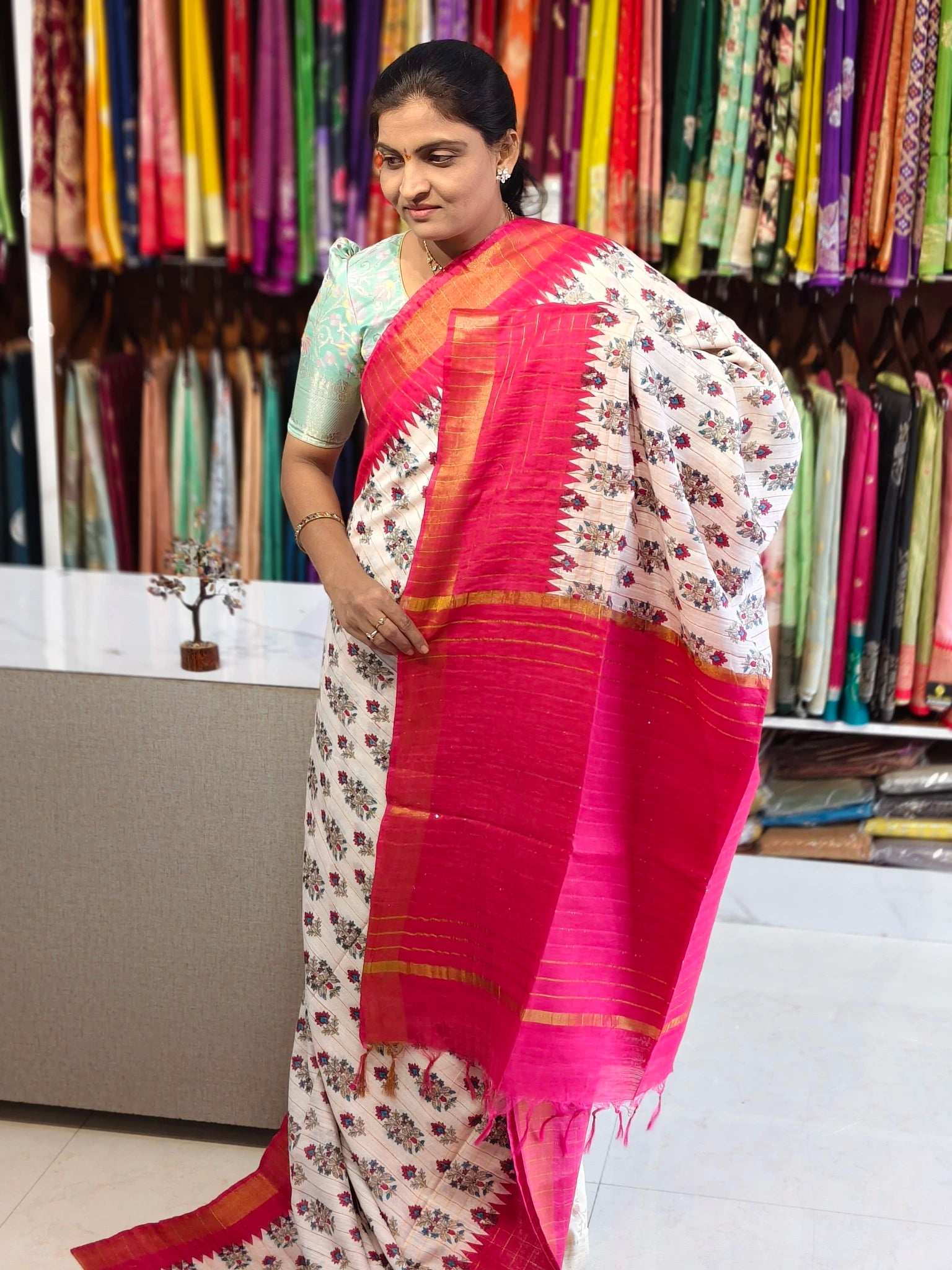 Jute linen saree