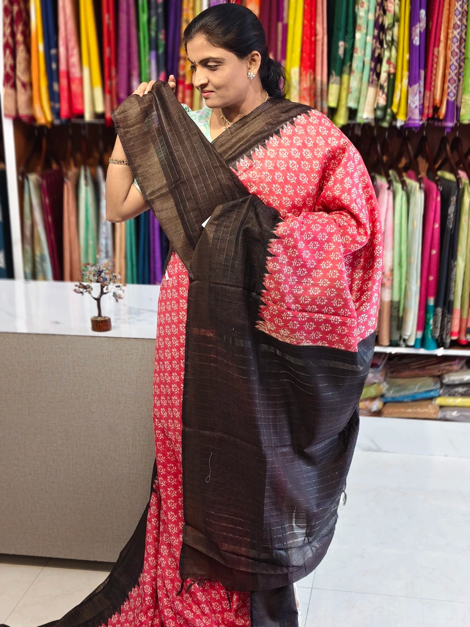 Jute linen saree