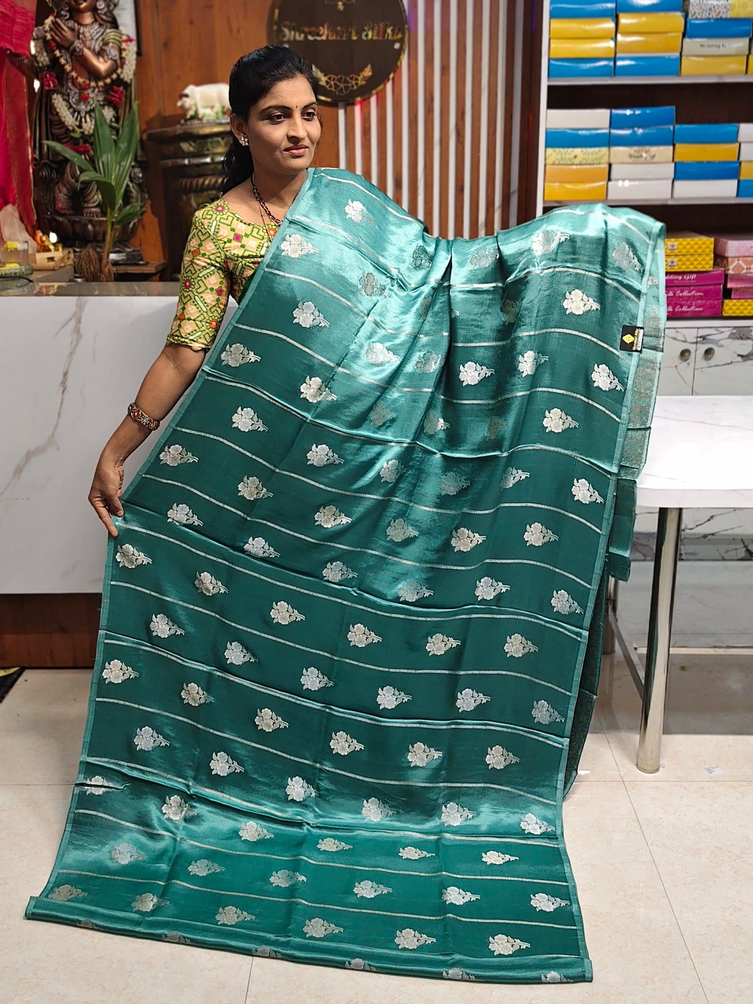 Satin georgette saree