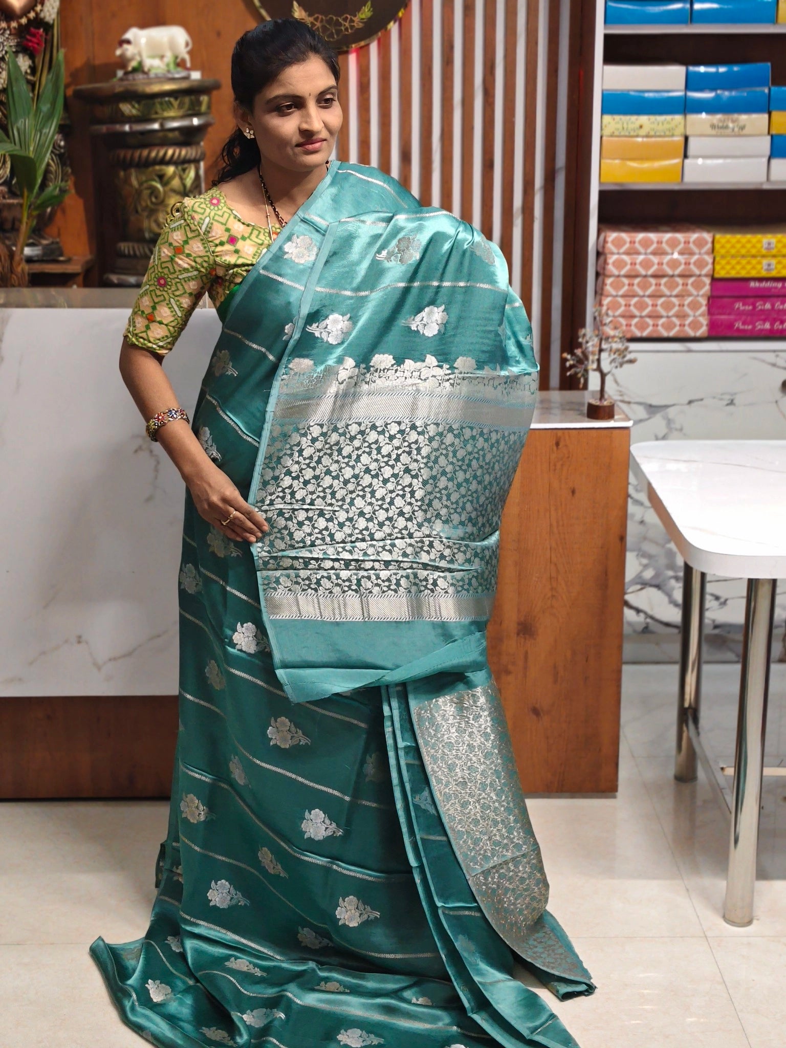 Satin georgette saree