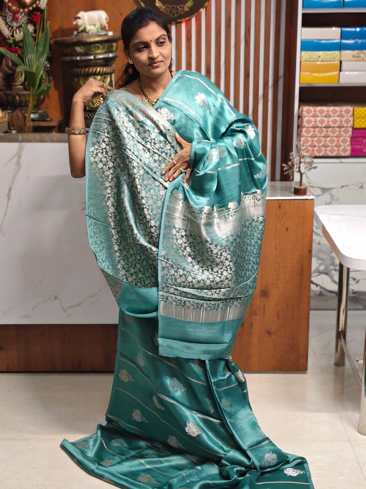 Satin georgette saree