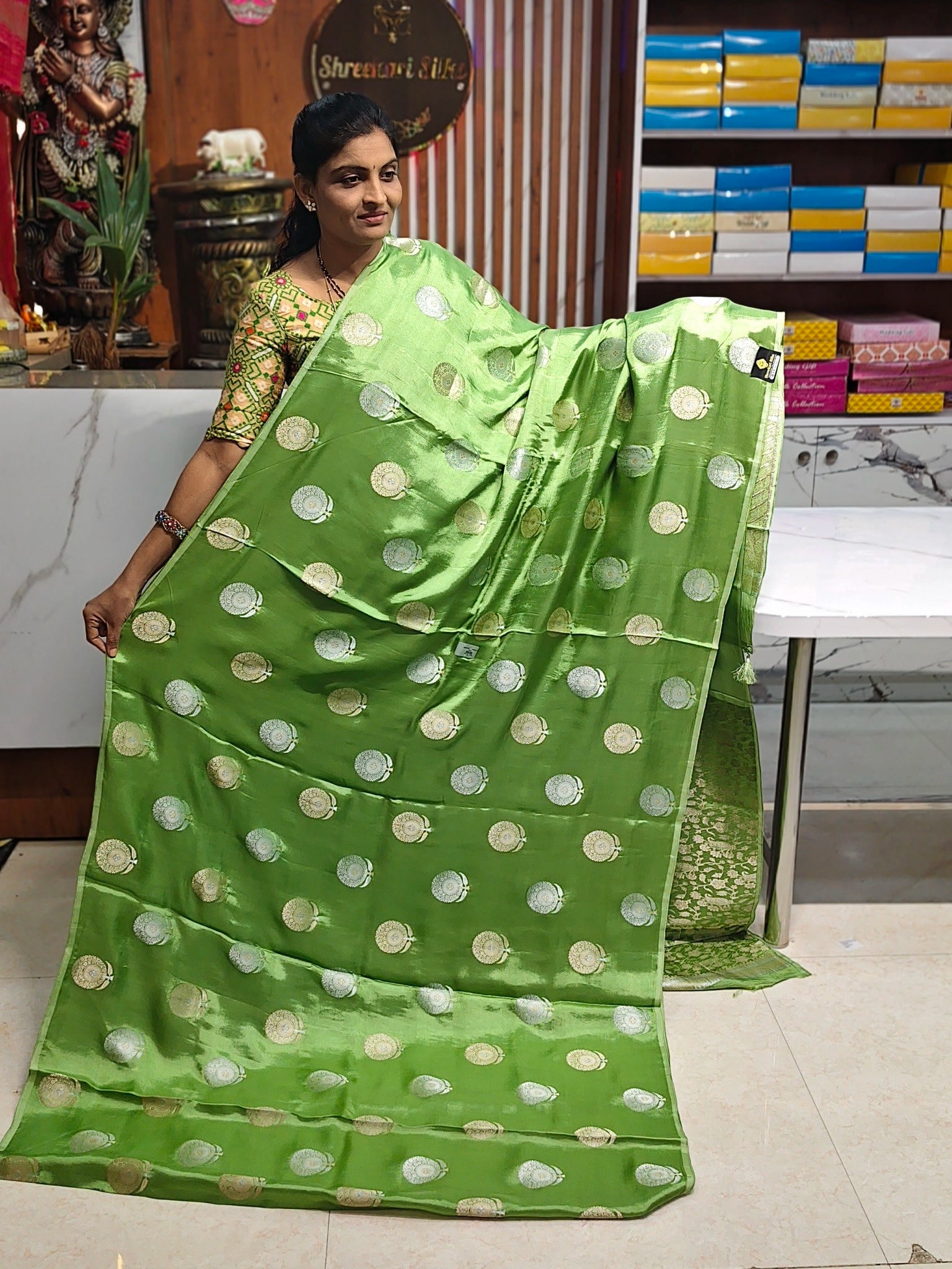 Satin georgette saree