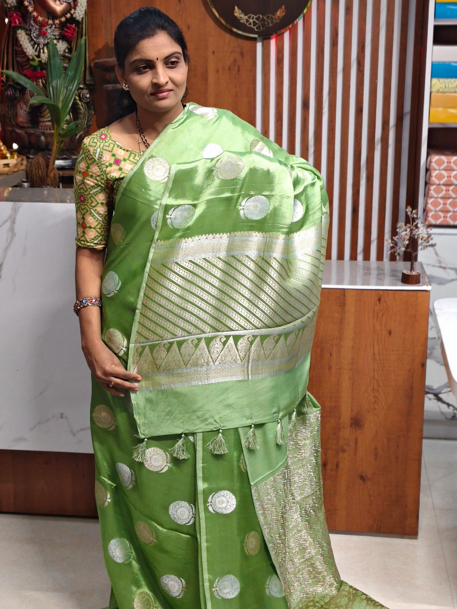 Satin georgette saree