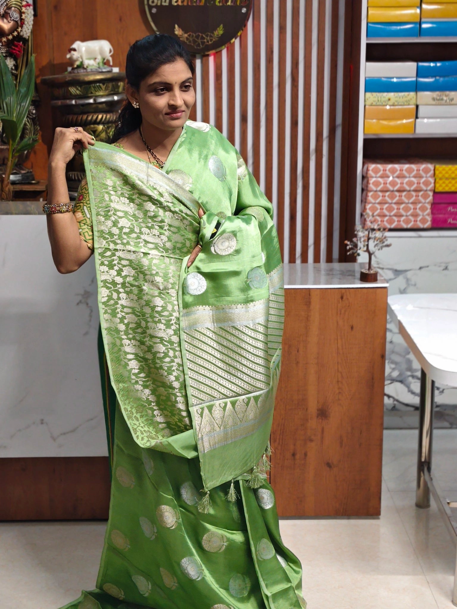 Satin georgette saree