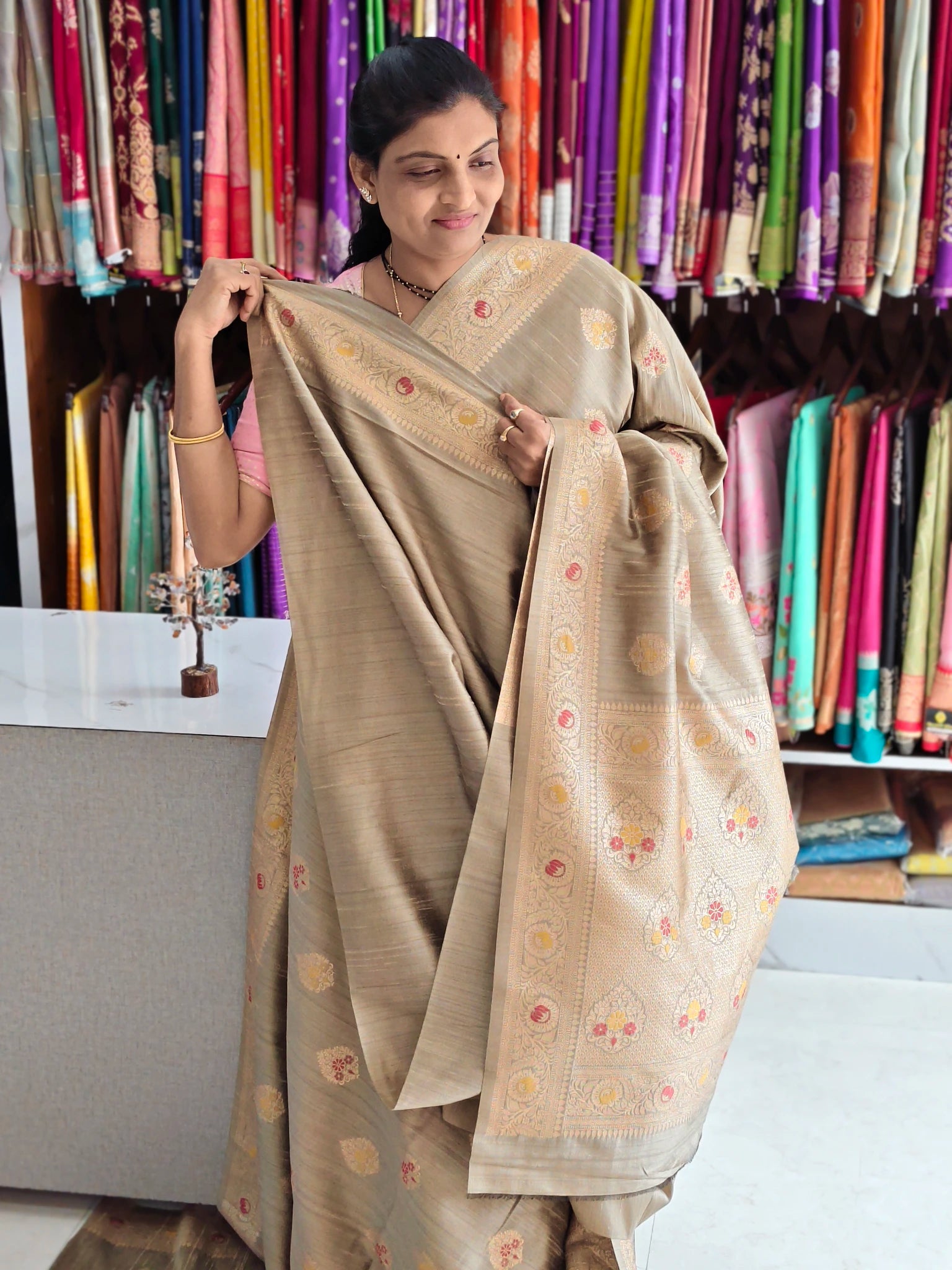 Kathan jute Banarasi saree
