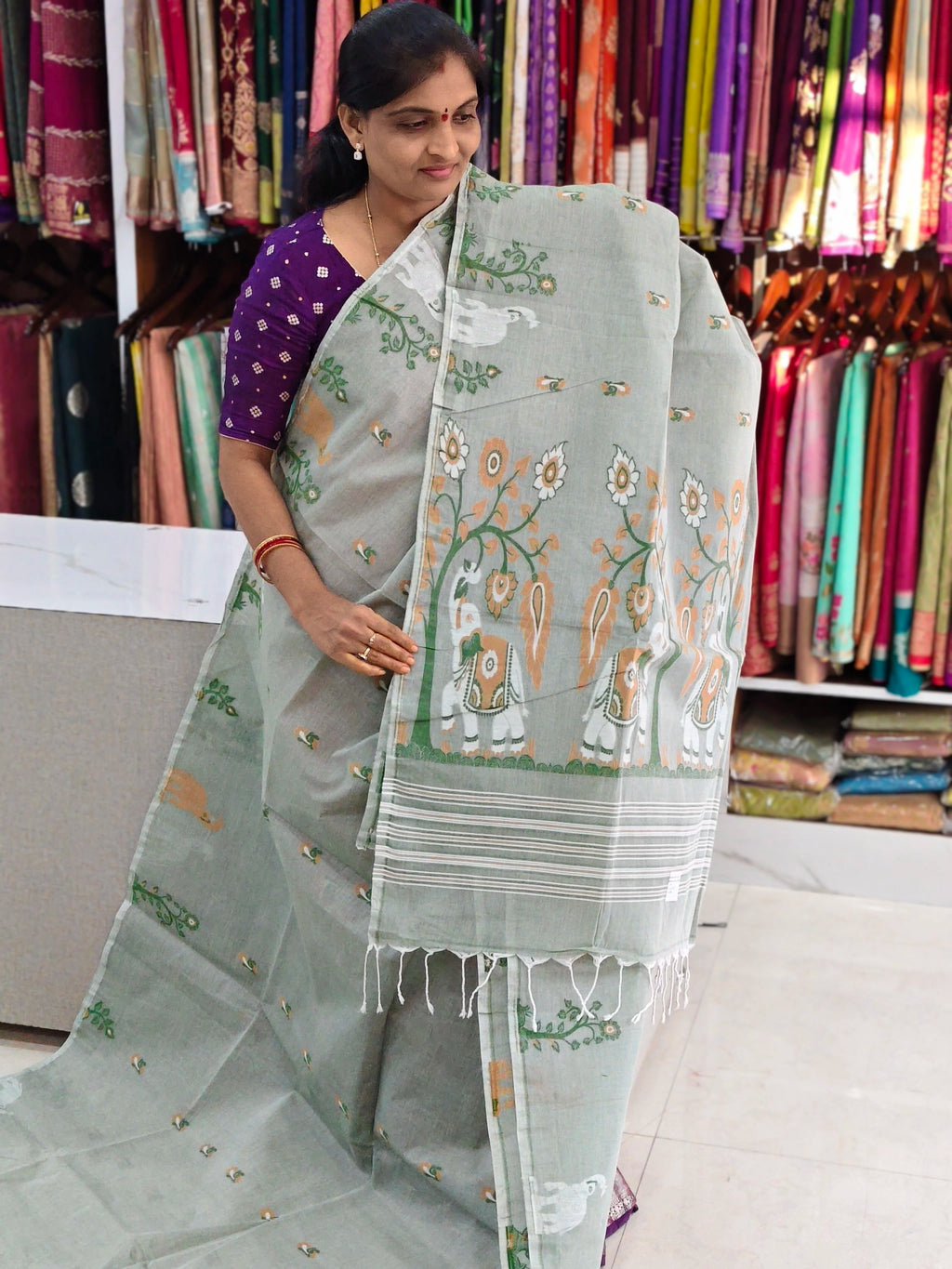 Jute jamdhani saree