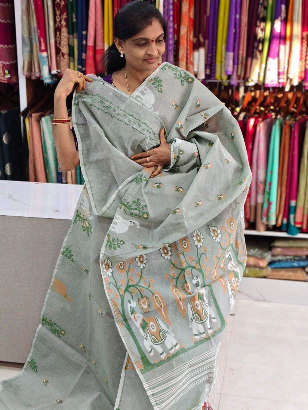 Jute jamdhani saree