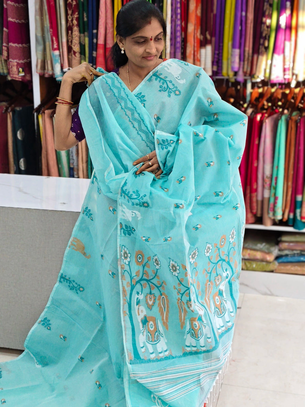 Jute jamdhani saree
