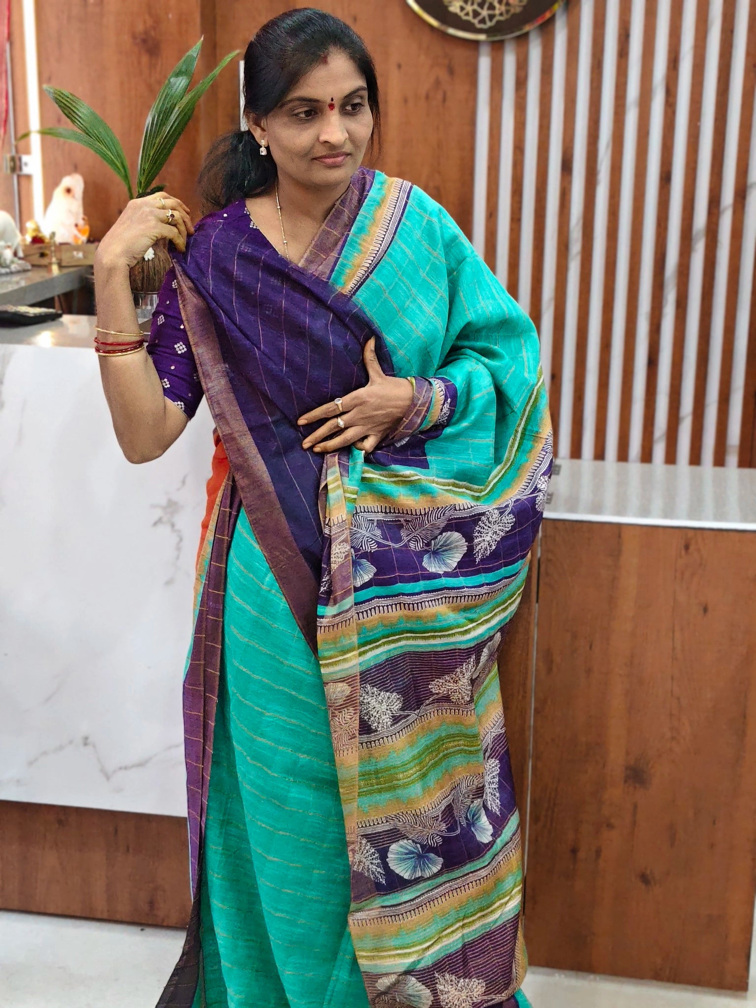 Jute printed saree